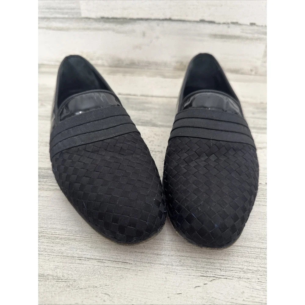 MEZLAN Tuxedo Formal Black Woven Fabric Men's Shoes Size 10M‎ Handmade